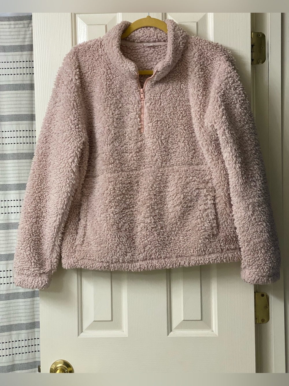 GAP Cozy Half-Zip Sherpa Pullover Jacket - Light Pink Size Medium